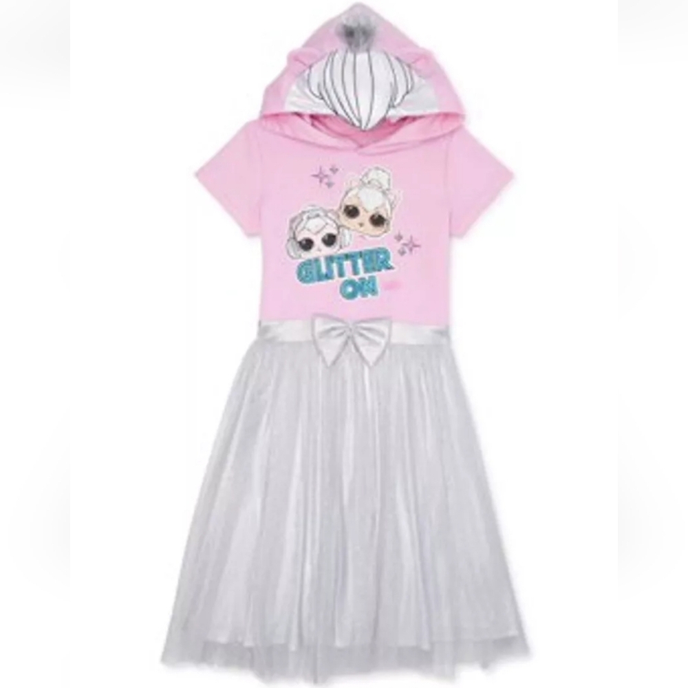 L.O.L. Surprise! Girls "Glitter On" Hooded Cosplay Tutu Dress Size L 10/12, new